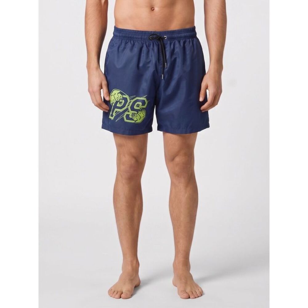 Plein Sport Men Plein Sport All-Over Monogram Print Nylon Swim Trunks